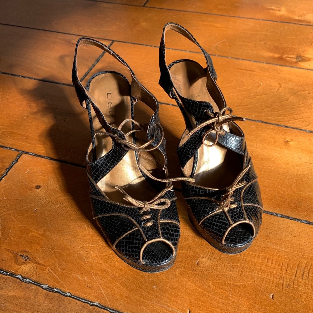 Bebe black leather 5” heels